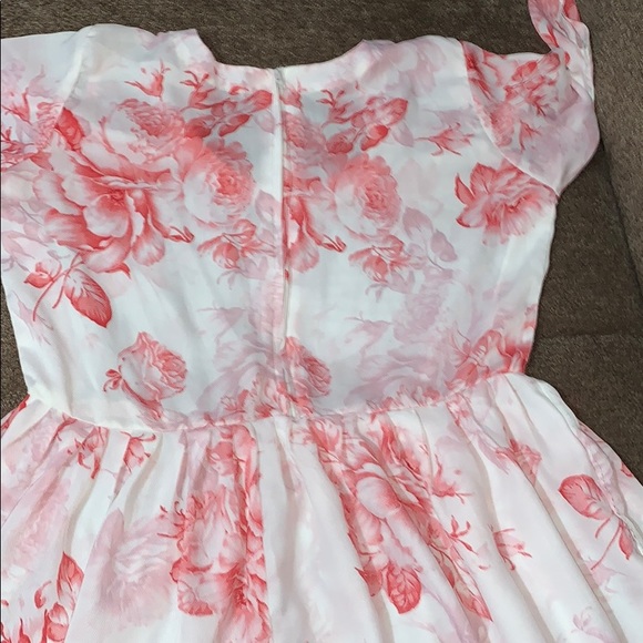 White see through dress with pink flowers on - Picture 3 of 5